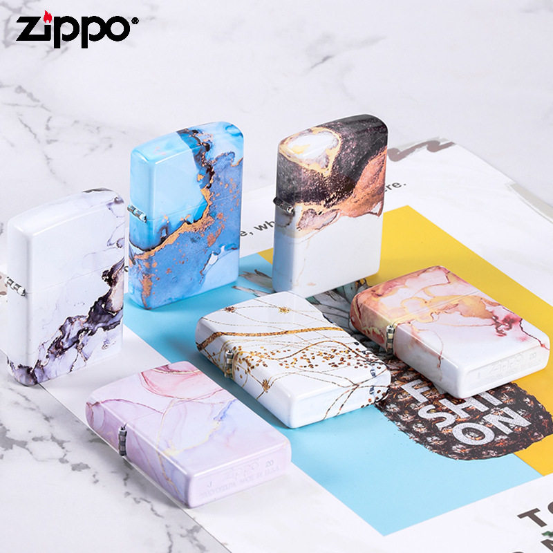 Zippo芝宝正品打火机 浸染格调亮漆彩印正品防风煤油火机男士