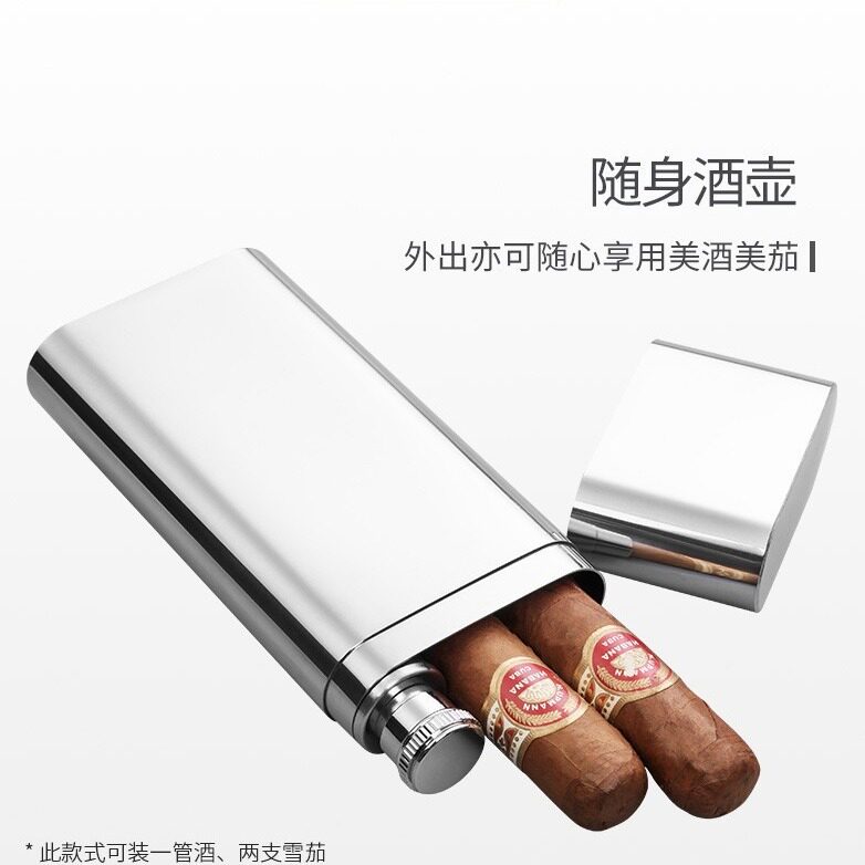 304不锈钢 雪茄盒酒管 便携酒壶雪茄管 跨境专供货源
