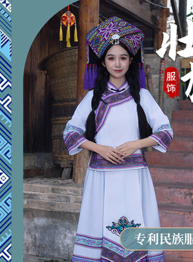 高订款白色广西壮族民族服女传统服饰长裙回娘家三月三活动民族服