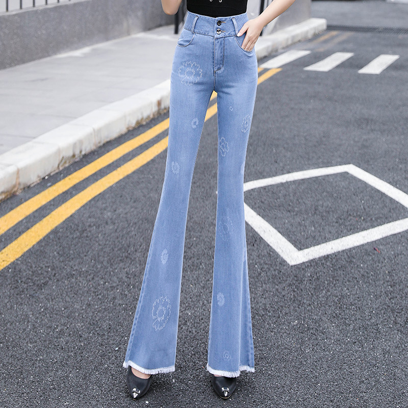 SOFT JEANS WOMENS SUMMER 2024 NEW LIGHT-COLORED BOOTCUT JEANS WOMENS SLIM HIGH-WAISTED DRAPE THIN FLAR
