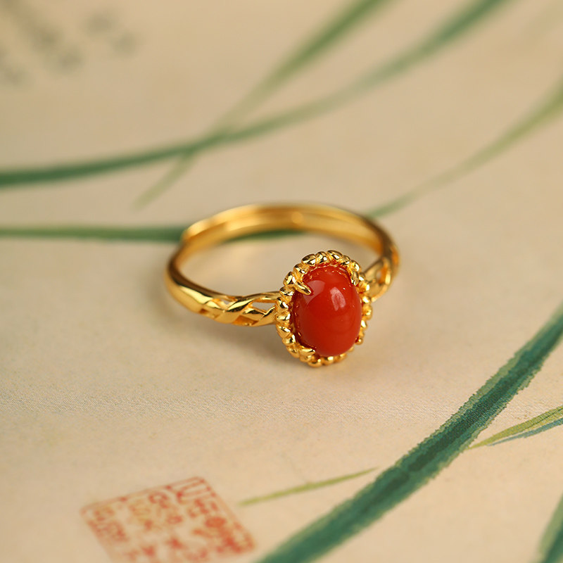 925银镶嵌红玛瑙戒指花边编织四爪复古时尚简约指环礼物,饰品/流行首饰/时尚饰品新,银饰戒指,淘宝优惠券,粉丝福利购,淘宝优惠卷