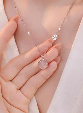 安妮猫白玉髓项链质地通透润几何长方古风项链汉服旗袍配饰新中式