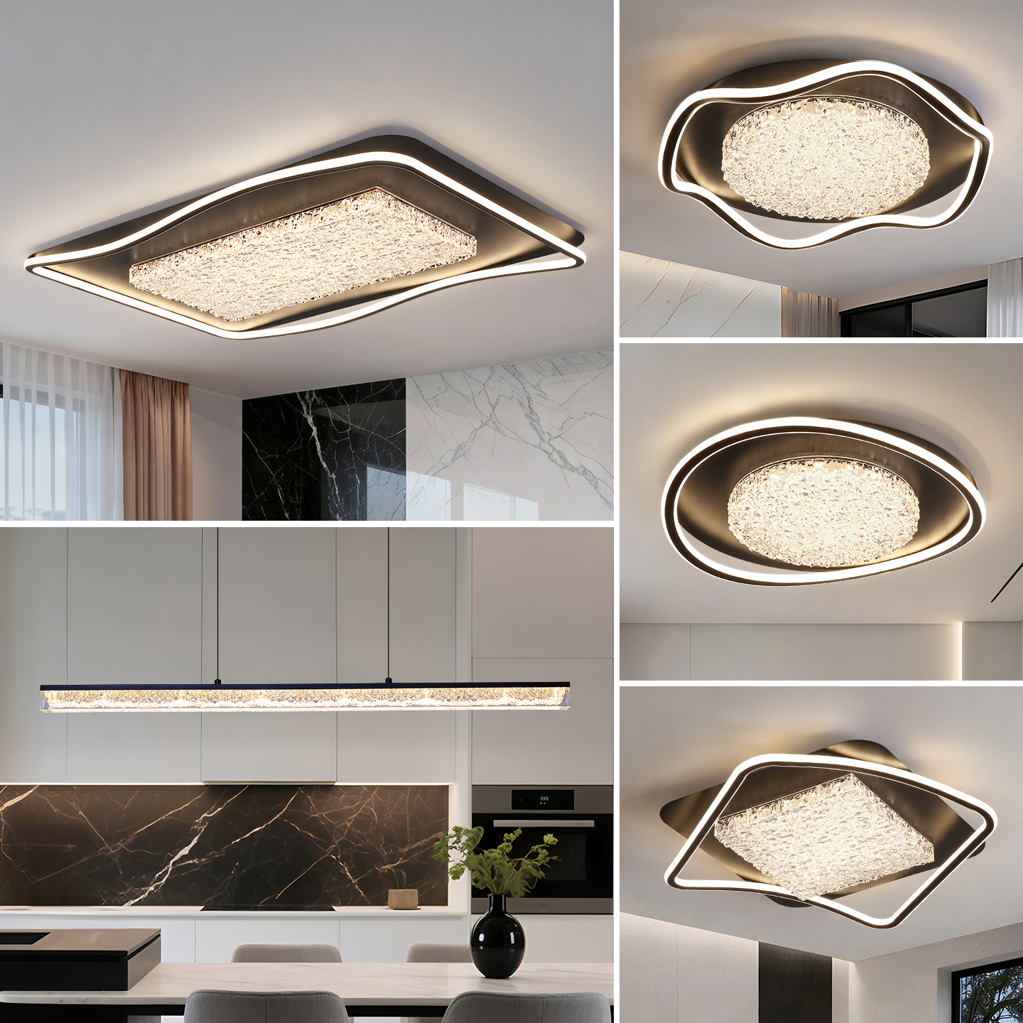 客厅吸顶灯意式极简轻奢高级感大厅主灯冰裂纹卧室灯全屋灯具套餐