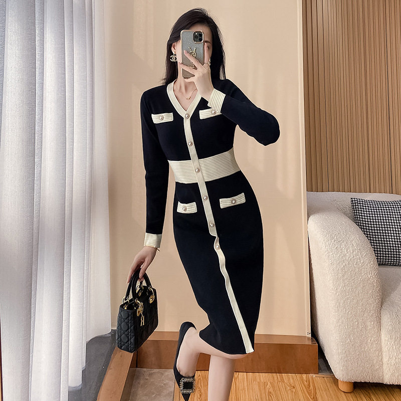 赫本针织小黑裙女小香风2023秋冬季新款中长款打底长袖针织连衣裙,女装/女士精品,连衣裙,淘宝优惠券,粉丝福利购,淘宝优惠卷