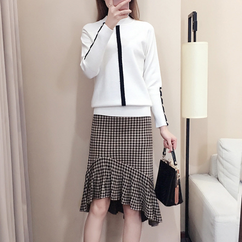 2021秋季新款毛衣半身鱼尾裙子两件套针织毛线裙时尚套装女气质潮,女装/女士精品,时尚套装,淘宝优惠券,粉丝福利购,淘宝优惠卷