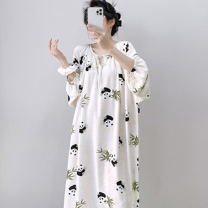 禅意风纯色绵绸睡衣女2025新款春夏季长袖宽松棉绸家居服套装