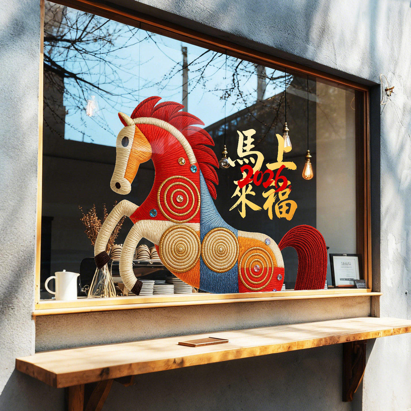 马年毛线骏马玻璃静电贴马年大吉马上来福门头美陈布置吸睛醒目贴,家居饰品,门贴,淘宝优惠券,粉丝福利购,淘宝优惠卷