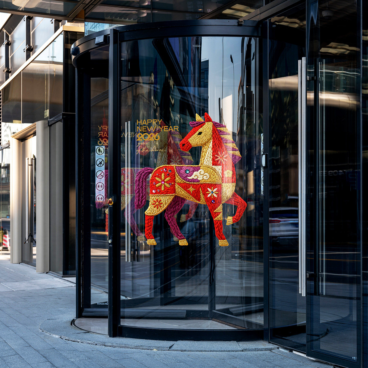 马年美陈窗花网红毛线毛衣风格暖冬春节装扮用品美容医美机构氛围