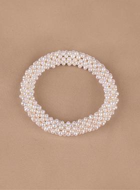 丹姐饰品天然淡水珍珠手镯简约大气女士手链ins优雅手工编织SL022