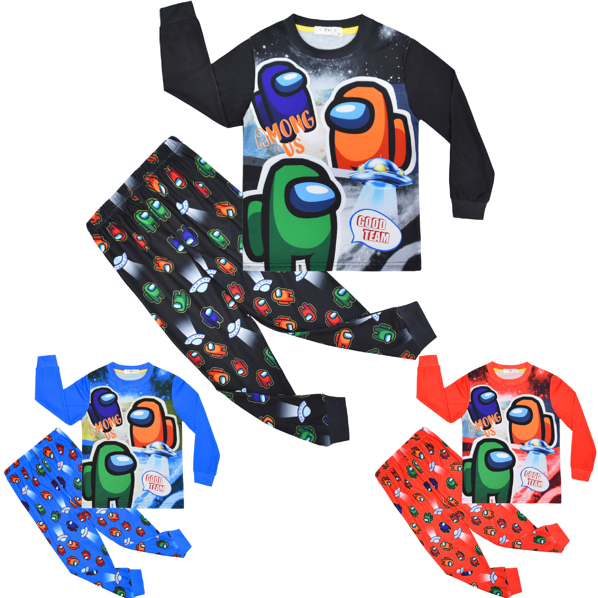 现货575 太空狼人杀 Among us 中大童家居服套装长袖两件套睡衣裤