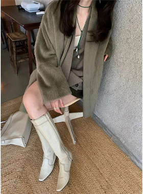 苏力羊驼毛初剪羊毛短大衣女