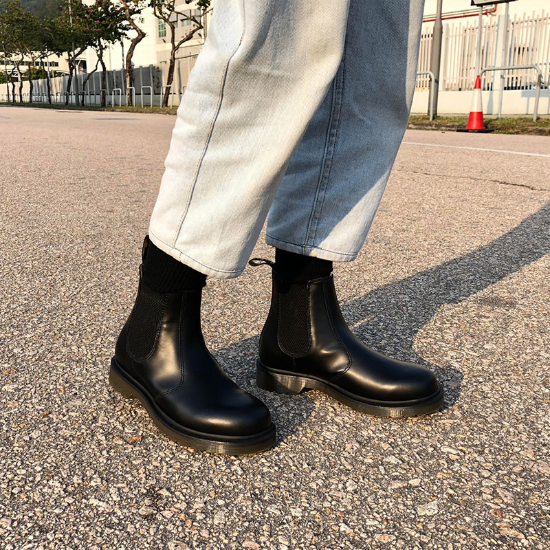 马汀博士Drmartens2976切尔西靴女 厚底英伦休闲光面真皮烟筒靴男