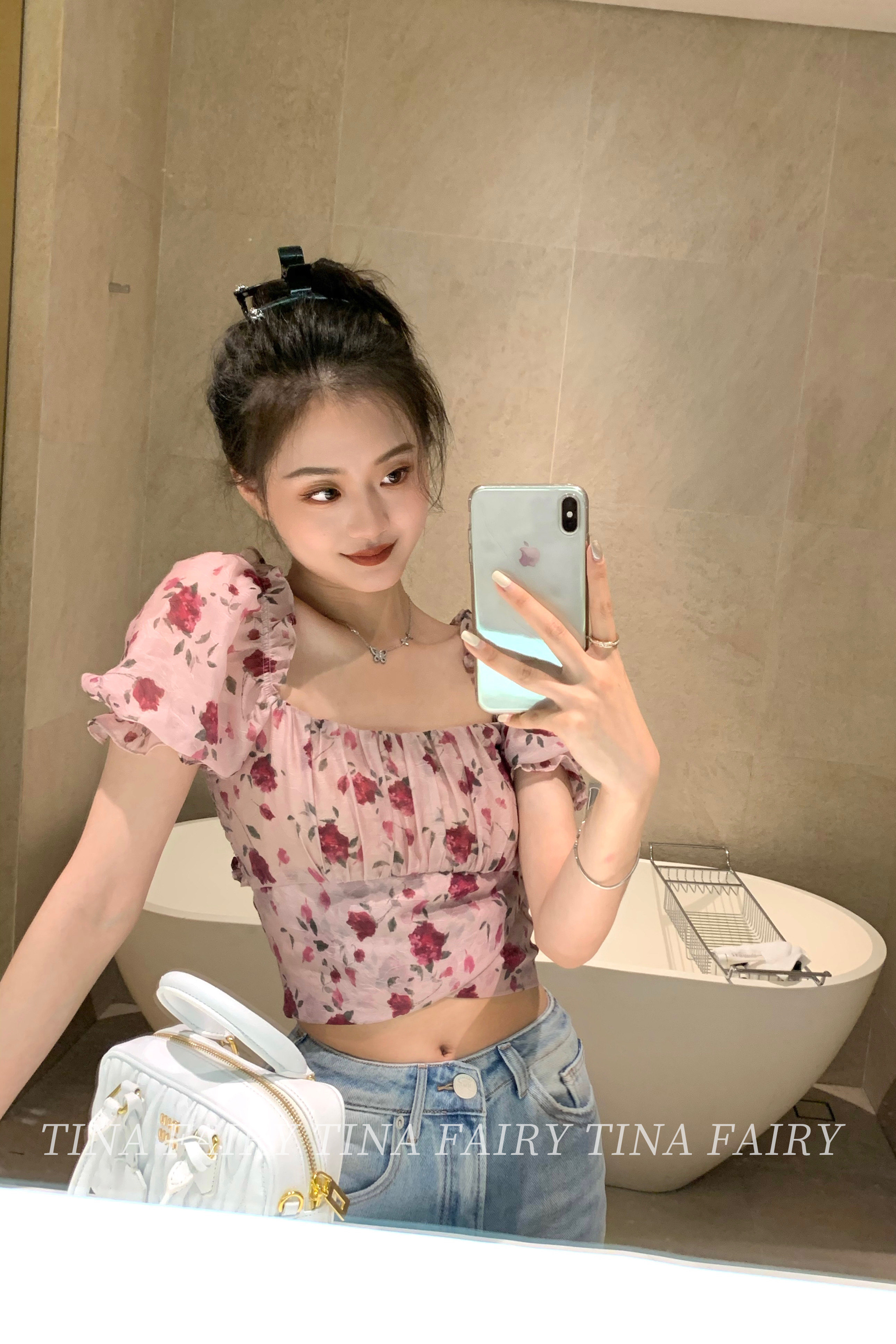 tina/"可爱女人"玫瑰花系列上衣