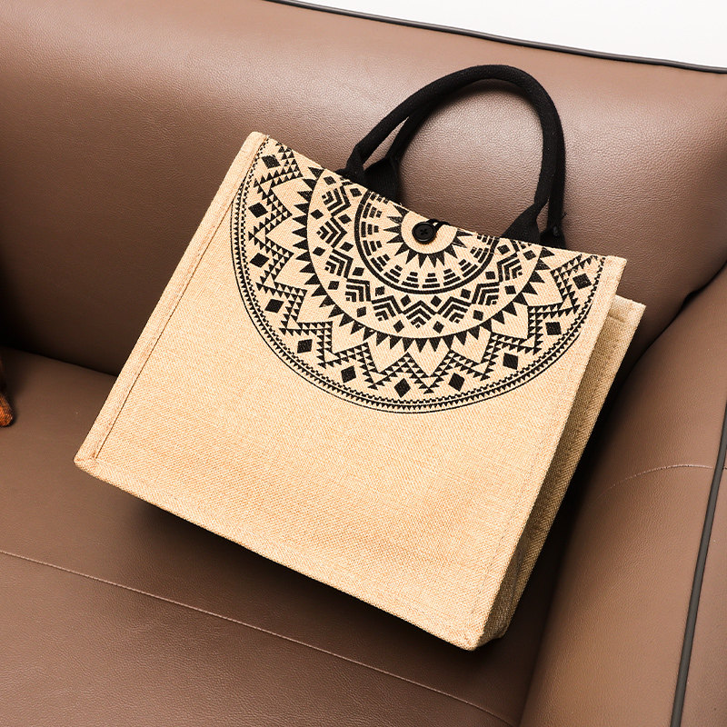 编织手提袋学生拎书亚麻ins麻布包帆布环保外出时尚复古