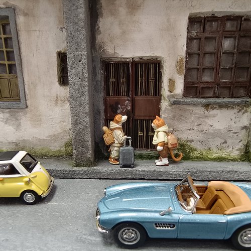 动物头人偶微缩模型1:64树脂白模场景微拍模型迷你小人沙盘场景