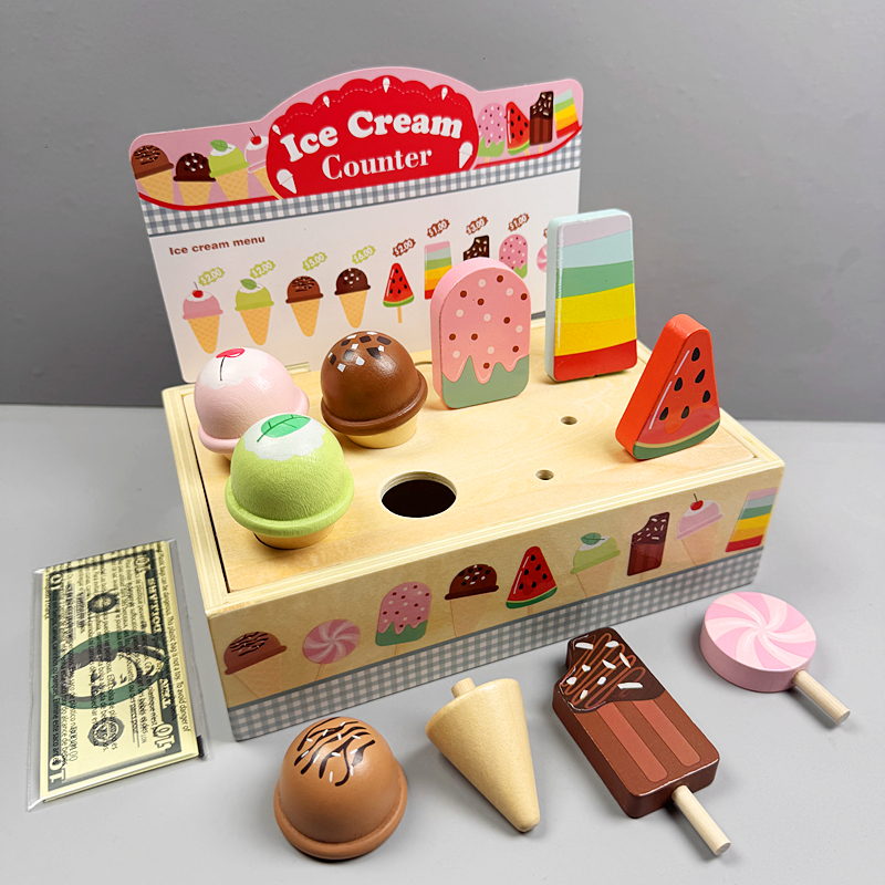 兒童木制仿真冰淇淋雪糕商店角色