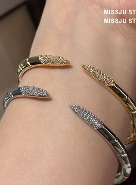 金银两色钉子手环满钻手镯送礼物情侣手镯高版本奢窄版满天星蛇形