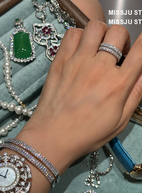 高版本双层线条手镯开口手饰小众简约法式精致细版设计礼物送女友