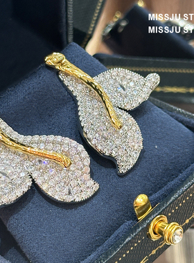 倪妮同款黄色鱼尾耳环女高级感独特两戴可拆卸小众耳钉晚宴礼服