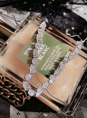 欧美自制可调节设计闪钻不规则碎钻抽拉锁骨链颈链项链闪钻choker