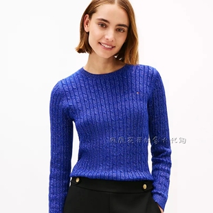 圆领麻花两件减两20元 加拿大直邮绞花肌理Tommy25年新款 女士长袖