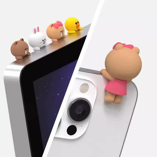 Line Friends布朗熊手机壳公仔摆件DIY显示器装饰小玩偶车载相框
