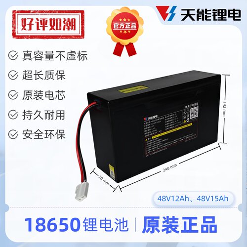 天能锂电池48V12/15AH电动车电瓶