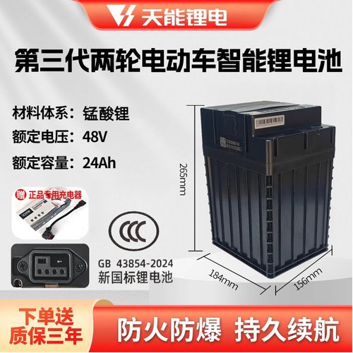 天能锂电池48V24A雅迪爱玛台铃