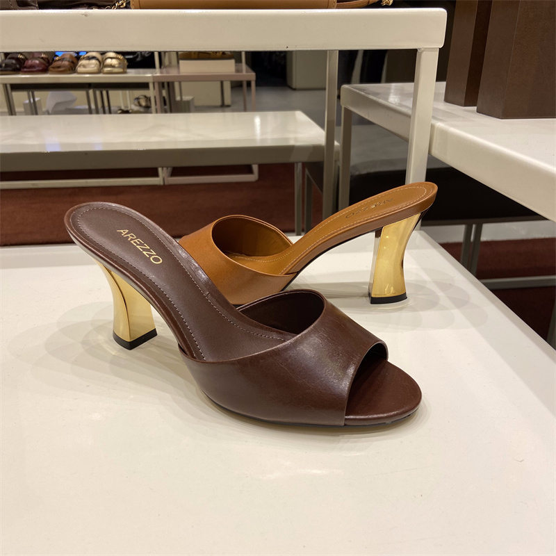 Arezzo巴西专柜正品代购2025年春夏新款粗跟鱼嘴高跟时尚女凉拖