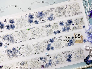木皆 手帐胶带分装 雪蓝之约 6×200cm 贝壳光模切 374