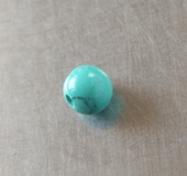 高瓷 无优化 蓝 线纹 原矿 绿松石 圆珠 5mm