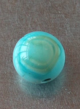 天耳罗布泊天眼水波纹唐三彩干净高瓷蓝原矿绿松石无优化圆珠 9mm