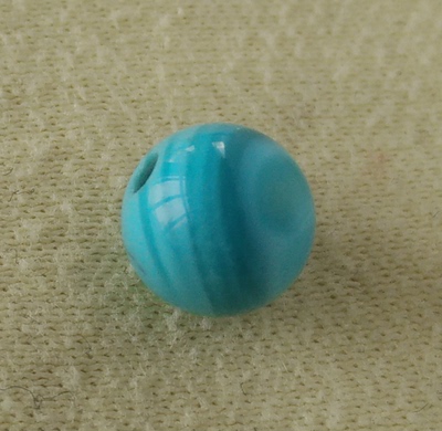 罕见 水波纹 高瓷高蓝 原矿 绿松石 无优化 圆珠 6mm