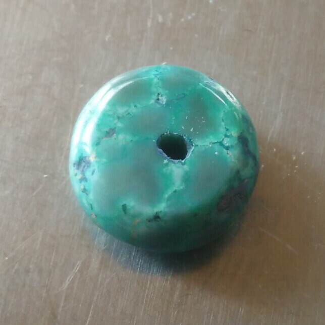 特色 菜籽黄 原矿 绿松石 纯天然 无优化 高瓷 算珠 平安扣 10*5