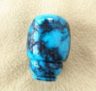 超级暴力蓝玉化云盖寺乌兰花高瓷高蓝原矿绿松石一体佛头三通