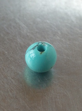 线纹 高瓷 蓝 原矿 绿松石 无优化 圆珠 5mm