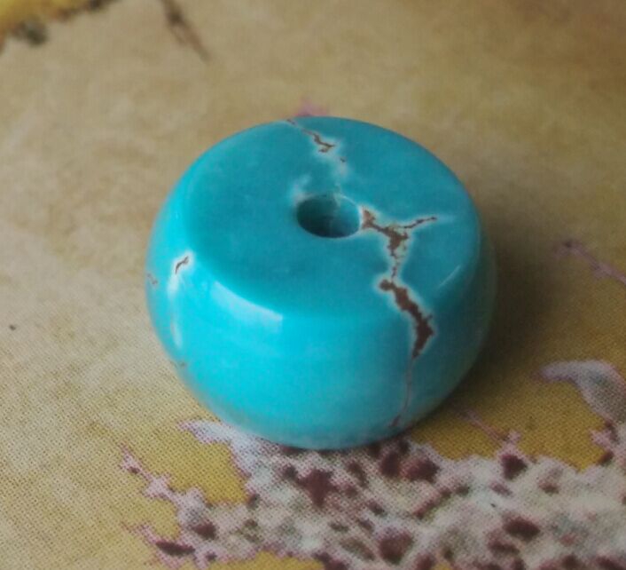 高瓷高蓝 红铁线 原矿 绿松石 无优化 高瓷 算珠 隔珠 10*5.5