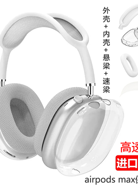 适用苹果新款airpods max保护套透明软壳蓝牙耳机头戴式外壳airpodsmax2耳罩硅胶横头梁apm保护壳装饰四件套