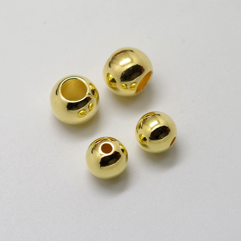 镀金色圆珠 环保塑料黄金色大孔散珠 DIY饰品配件