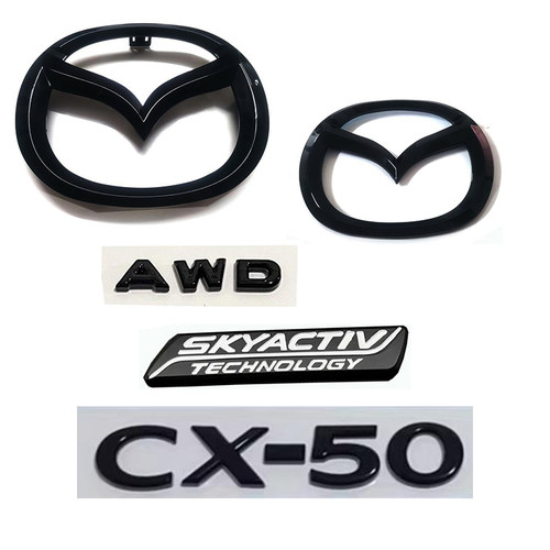 适用马自达CX-50改装亮黑后字母标CX50英文标后备箱车标AWD驱动标