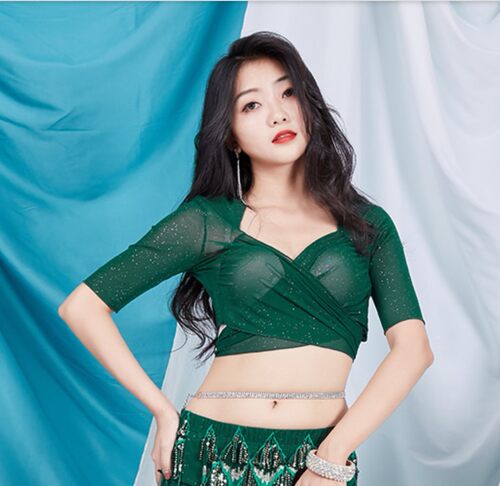 肚皮舞上衣网纱夏季 2025年新款性感大码东方舞蹈服装女练功服