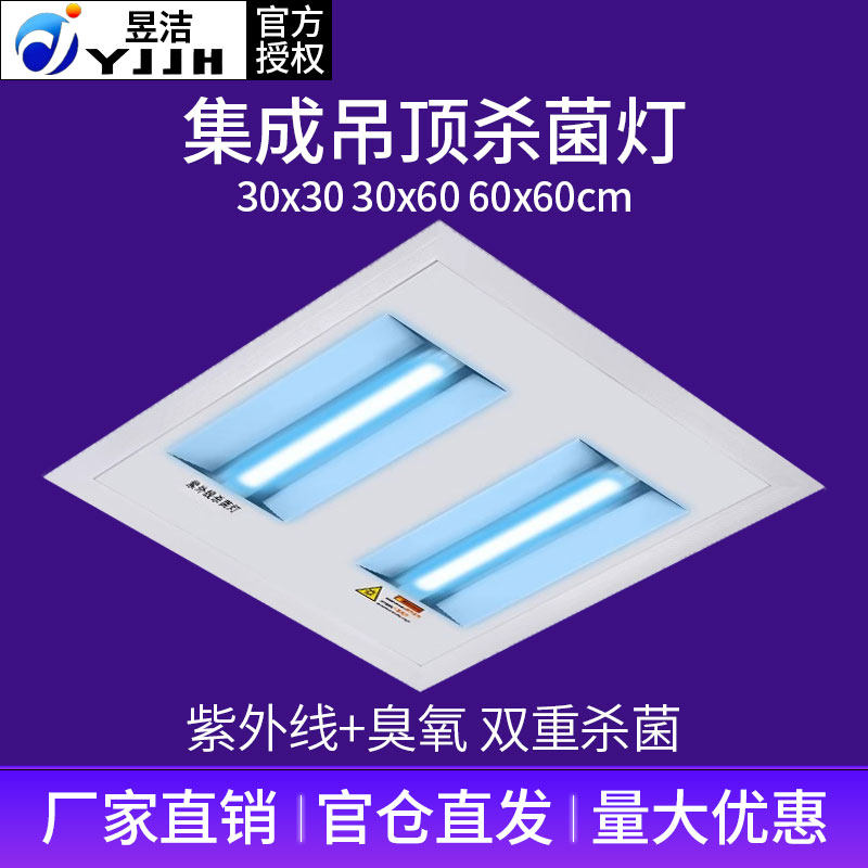 集成吊顶紫外线杀菌灯管臭氧石英医疗幼儿园家用除螨嵌入式消毒灯