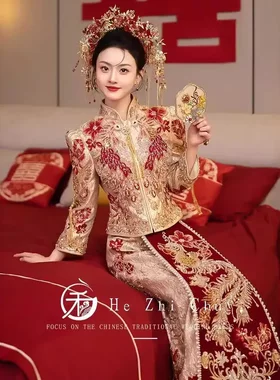 秀禾服婚服2025新款高端结婚中式新娘出阁服高级显瘦大五福龙凤褂