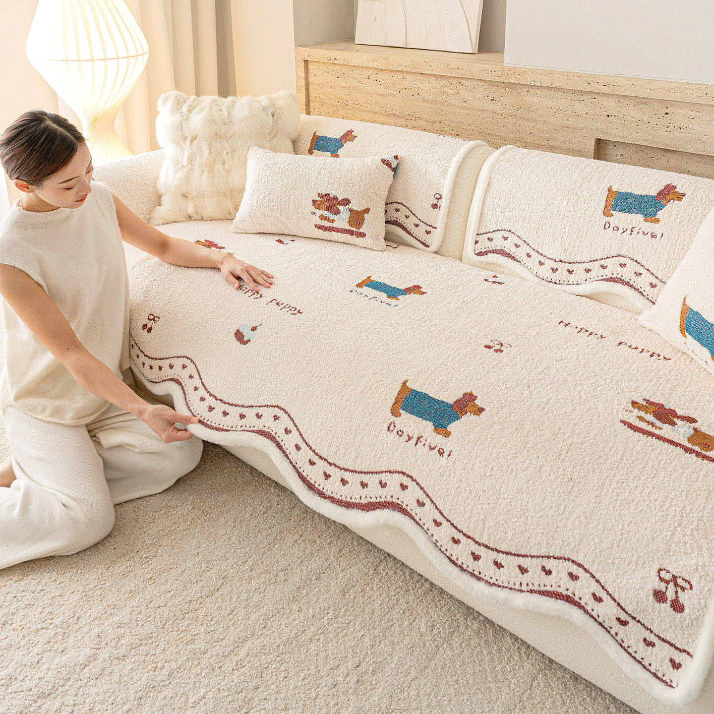 奶油风沙发坐垫2026新款四季通用异形沙发巾固定防滑加厚盖布冬季,居家布艺,沙发垫,淘宝优惠券,粉丝福利购,淘宝优惠卷