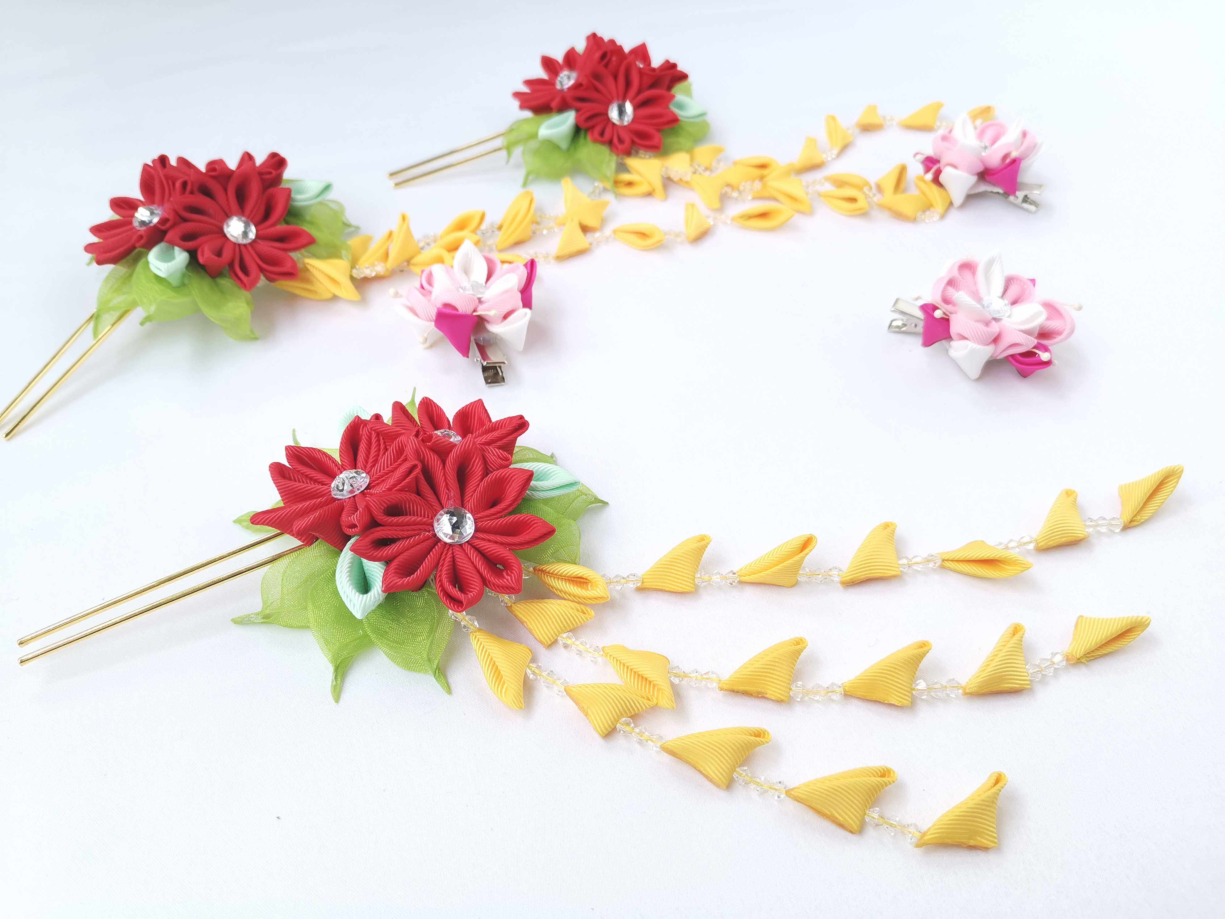 纯手工花朵日本和风发饰簪子头钗流苏步摇古搭配表演cosplay唐
