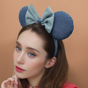 欧美风儿童女士发箍耳朵蝴蝶结可爱新款拍照发饰牛仔头饰发卡头箍