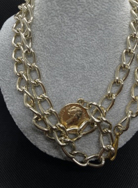 欧美回流简约百搭女王币项链 毛衣链 不限脖围可长可短004#