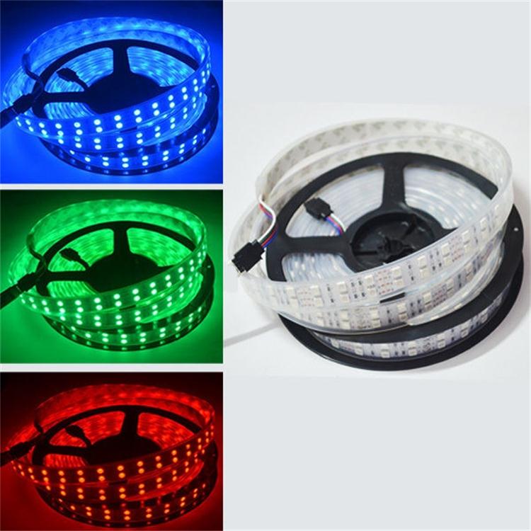 20235050led七彩变色灯带RGB 12V24V高亮裸版/套管防水灯条 双排1