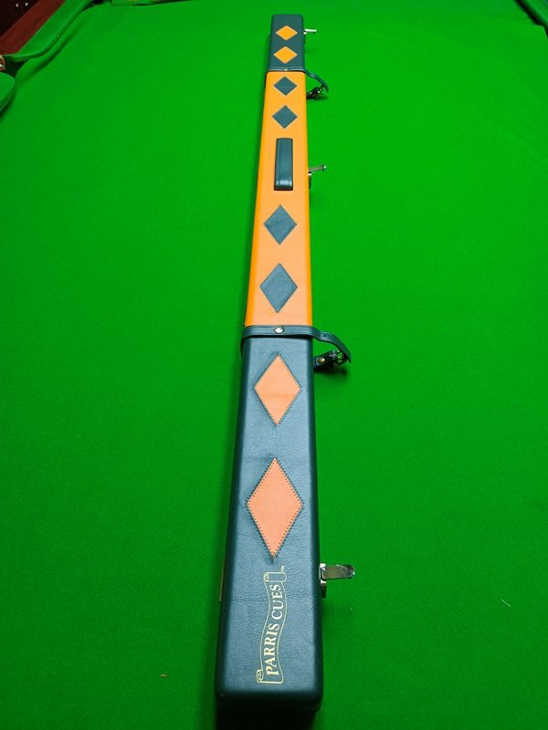 英国john parris 双槽 两边绿色中间橘色带菱形格 通杆纯皮球盒