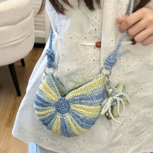 海星爆闪涂鸦线钩织海螺手机包斜挎包手工diy材料包钩针贝壳包